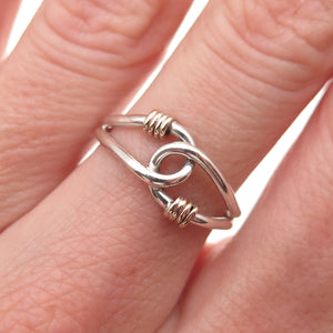 925 Sterling Silver Gold Filled Vintage Interlocked Infinty Ring Size 6