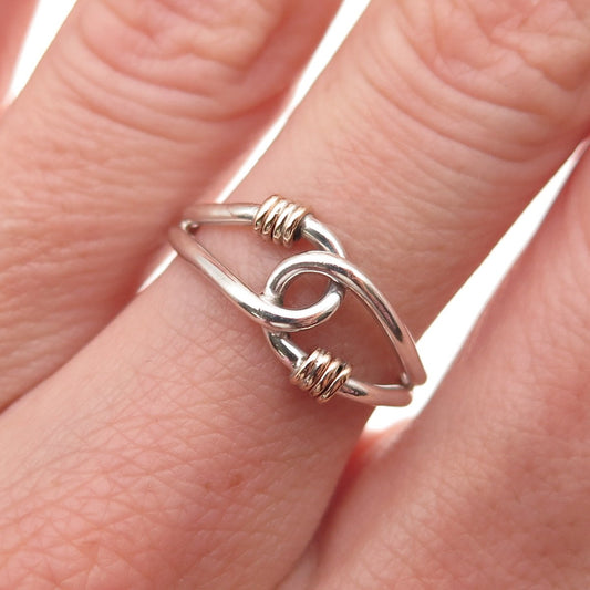 925 Sterling Silver Gold Filled Vintage Interlocked Infinty Ring Size 6