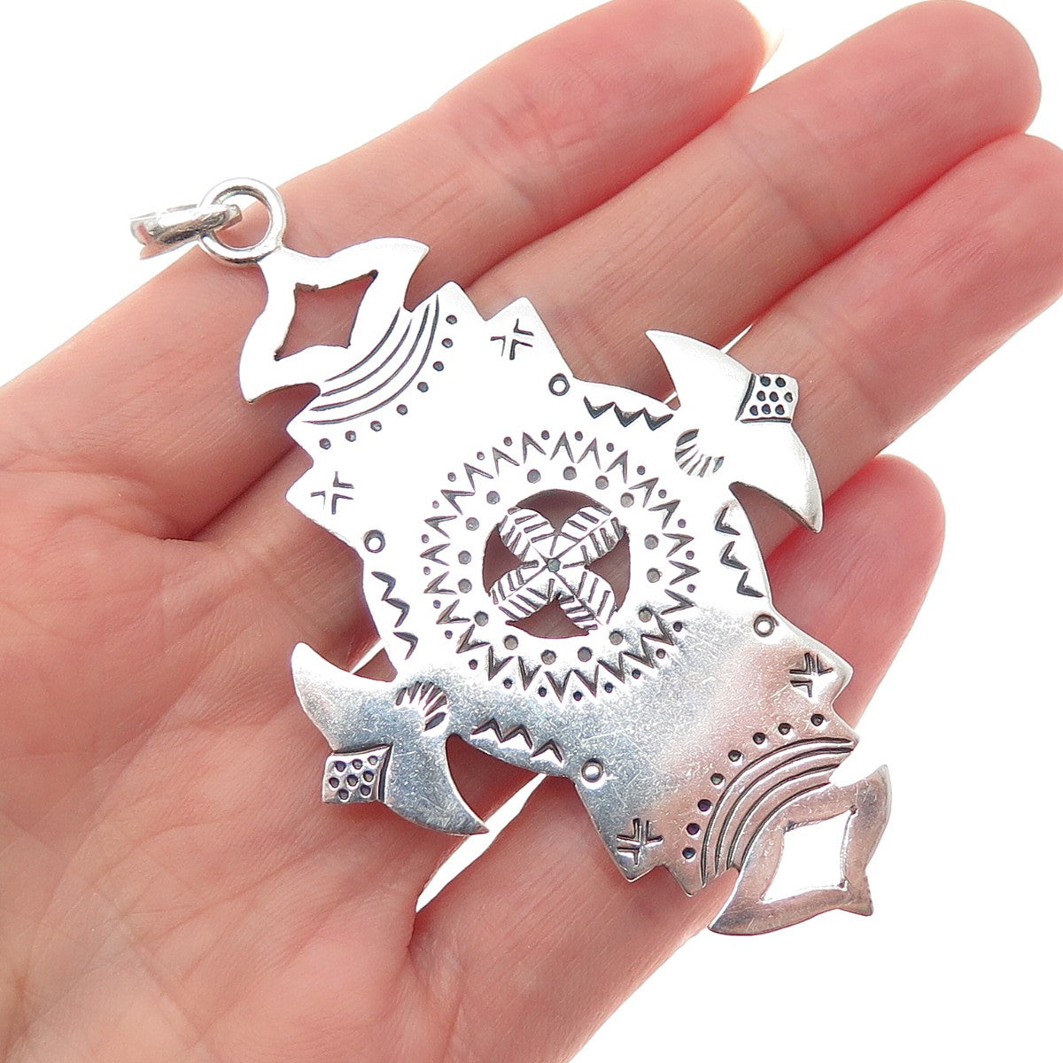 925 Sterling Silver Vintage African Agadez Cross Charm Pendant
