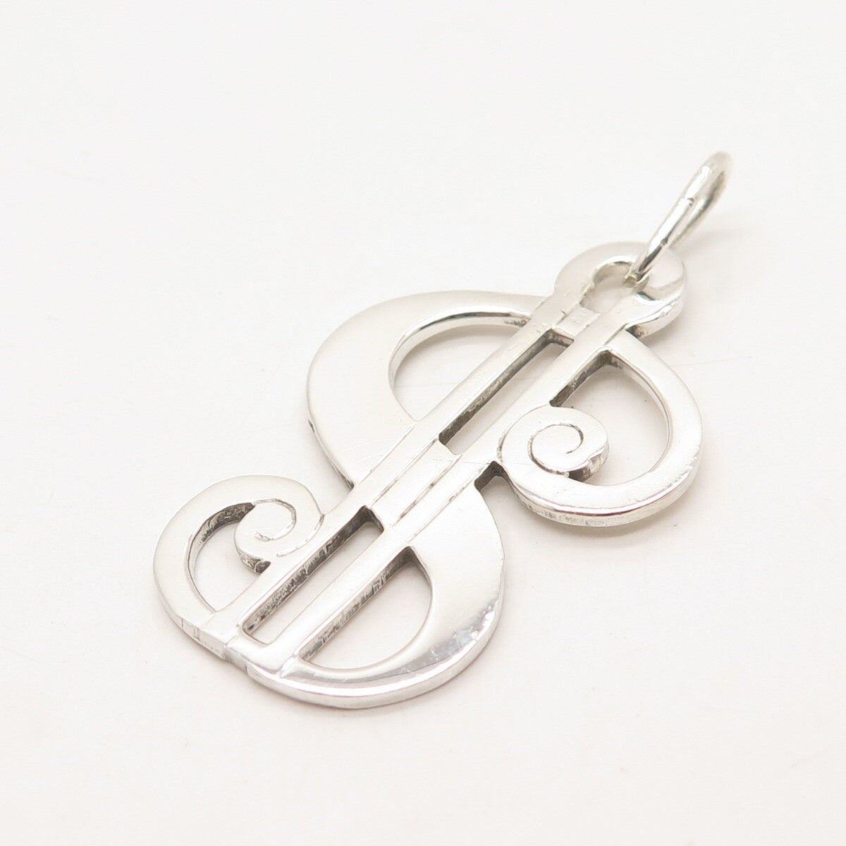 925 Sterling Silver Vintage Dollar Sign Pendant