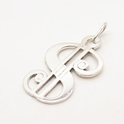 925 Sterling Silver Vintage Dollar Sign Pendant