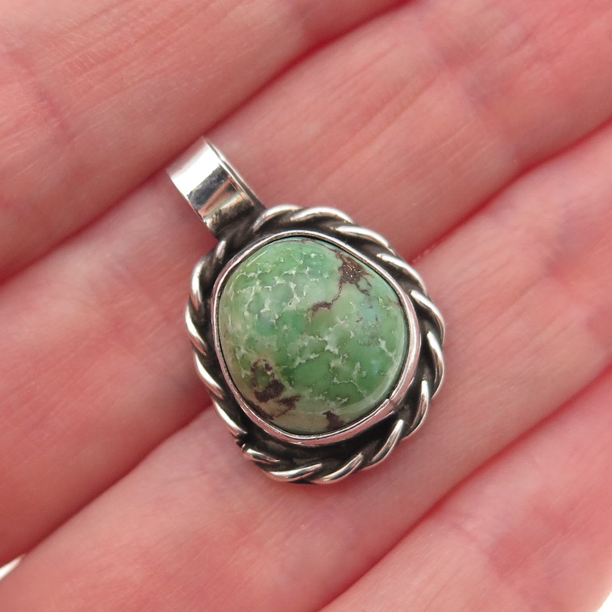 Old Pawn Sterling Silver Vintage Southwestern Royston Turquoise Charm Pendant