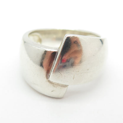 925 Sterling Silver Vintage Modernist Bypass Ring Size 8.5
