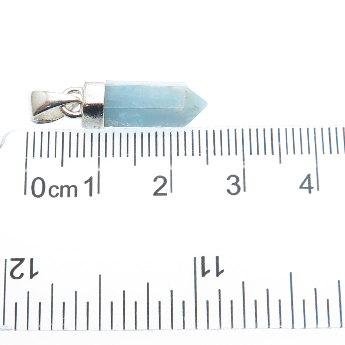 925 Sterling Silver Vintage Real Milky Aquamarine Amulet Charm Pendant