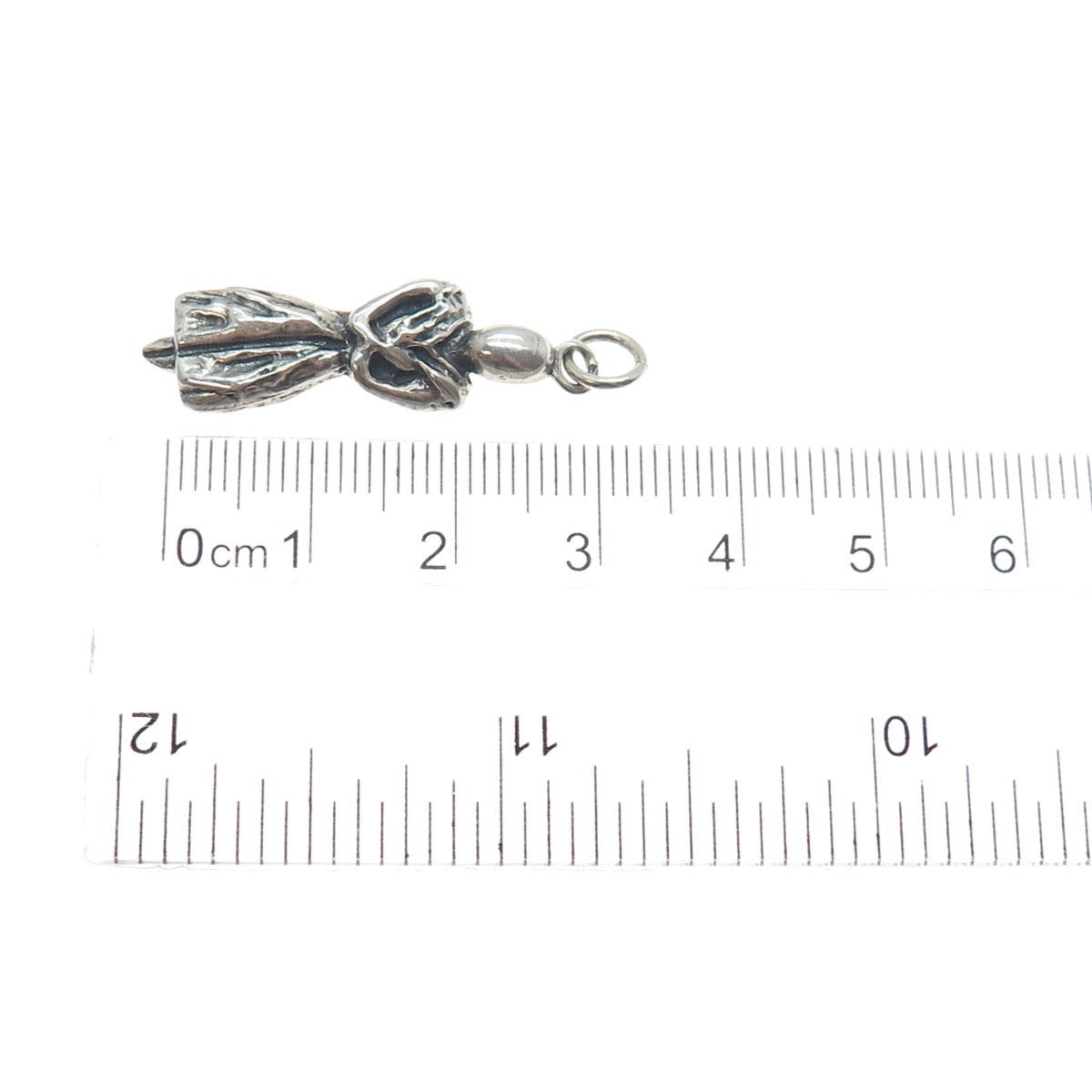 925 Sterling Silver Vintage Modernist Praying Woman Oxidized Charm Pendant