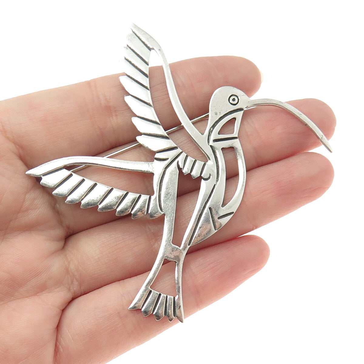 925 Sterling Silver Vintage Mexico Hummingbird Pin Brooch