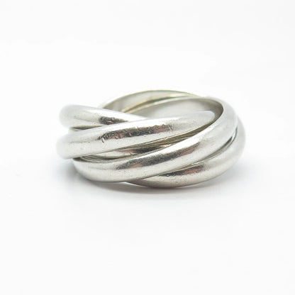 925 Sterling Silver Vintage Interlocked Band Ring Size 6