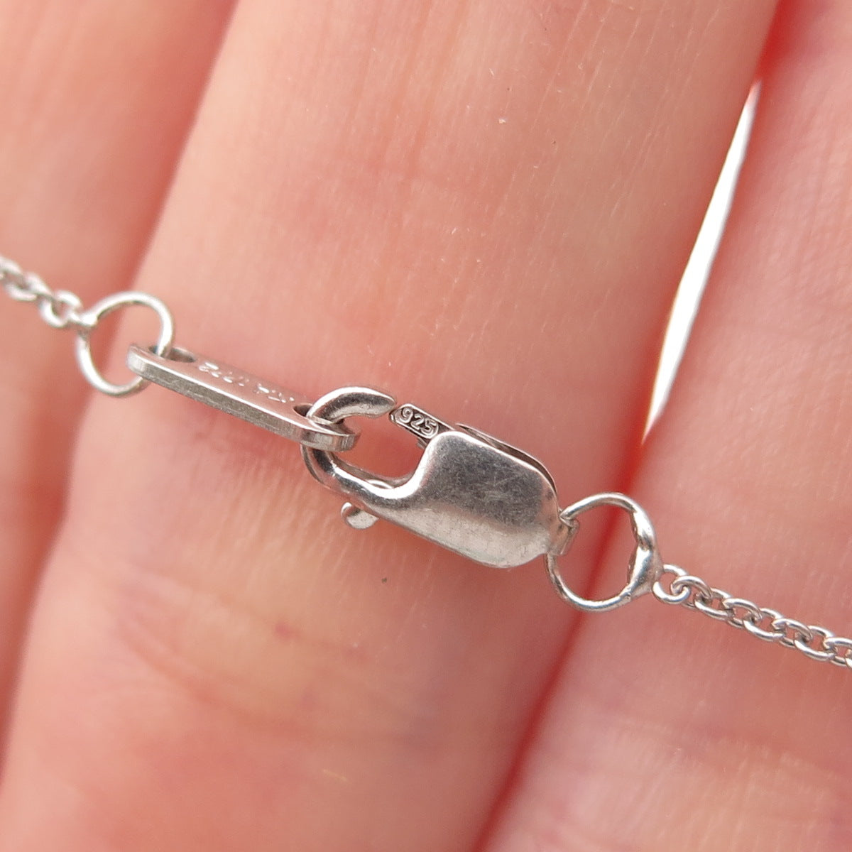 925 Sterling Silver Real Round-Cut Diamond Heart Key Cable Chain Necklace 18"