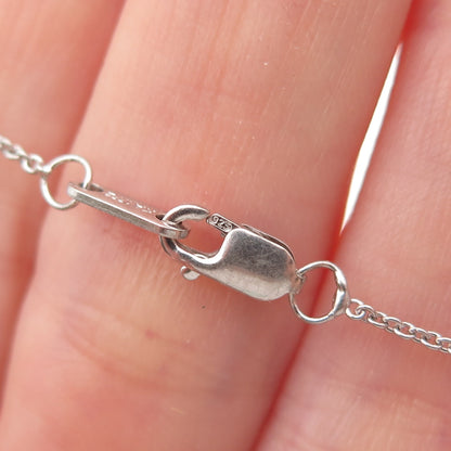 925 Sterling Silver Real Round-Cut Diamond Heart Key Cable Chain Necklace 18"