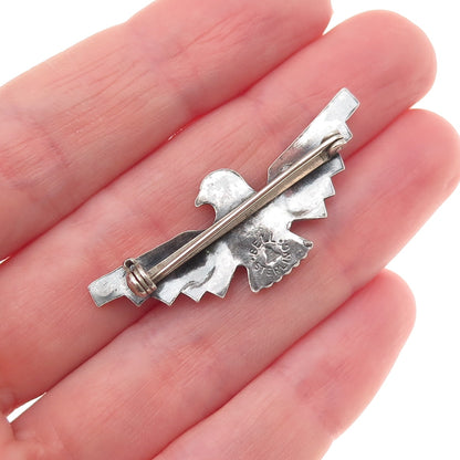 Bell Trading Post Old Pawn 925 Sterling Vintage Turquoise Thunderbird Pin Brooch