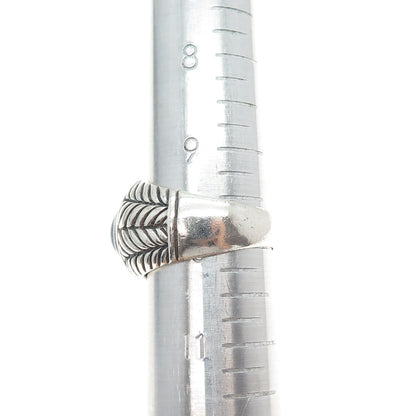 BASK 925 Sterling Silver Vintage Real Lapis Lazuli Wheat Braided Ring Size 10