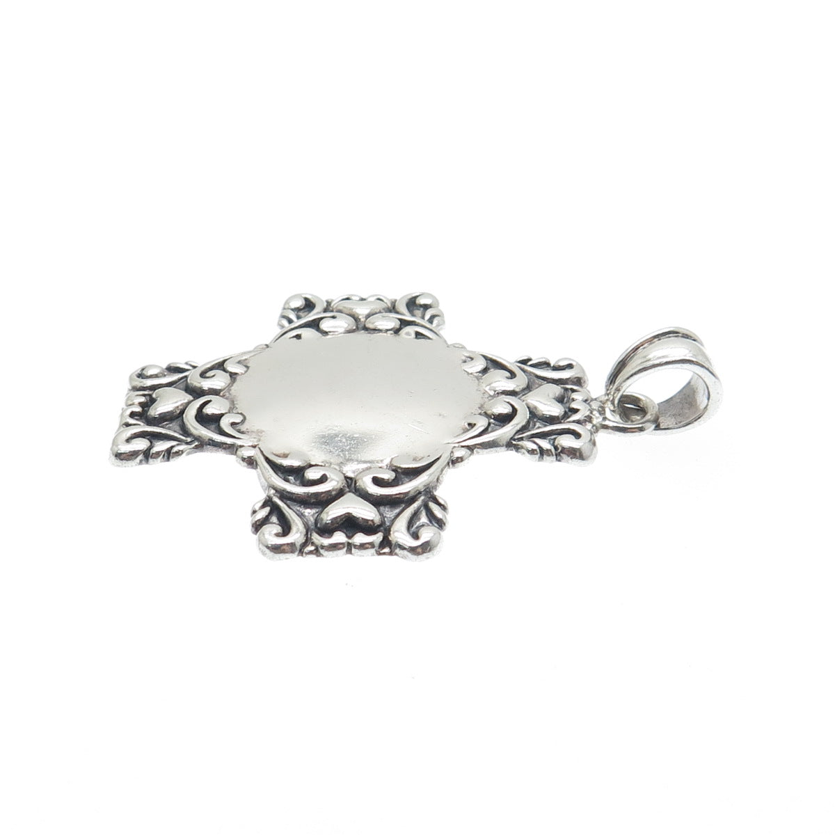 MWS Mark Wasserman Samara Sterling Silver Vintage Heart Cross Oxidized Pendant