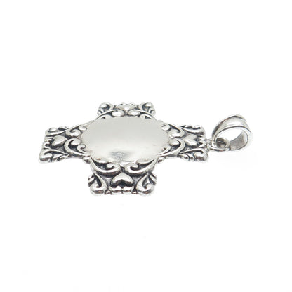 MWS Mark Wasserman Samara Sterling Silver Vintage Heart Cross Oxidized Pendant