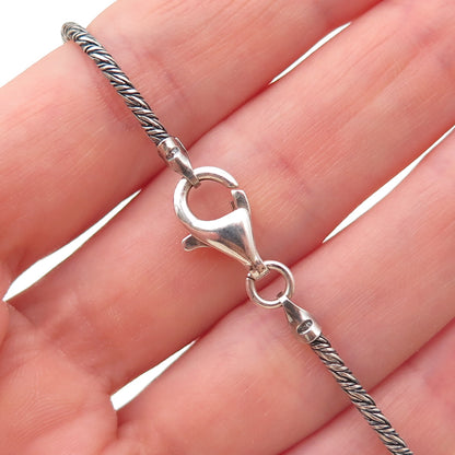 925 Sterling Silver Vintage Roman Glass Oxidized Chain Necklace 18"