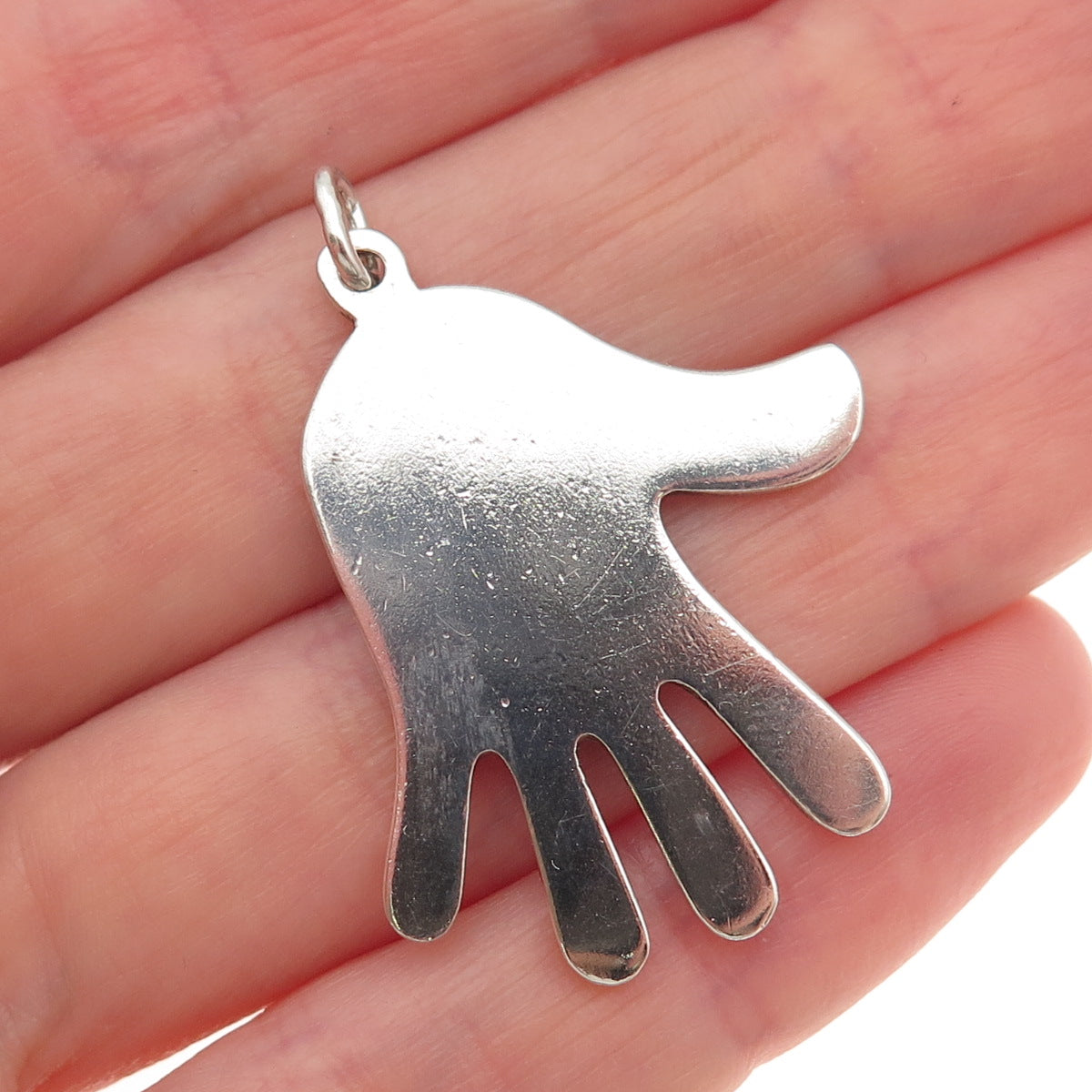 925 Sterling Silver Vintage Israel Hand Palm Charm Pendant