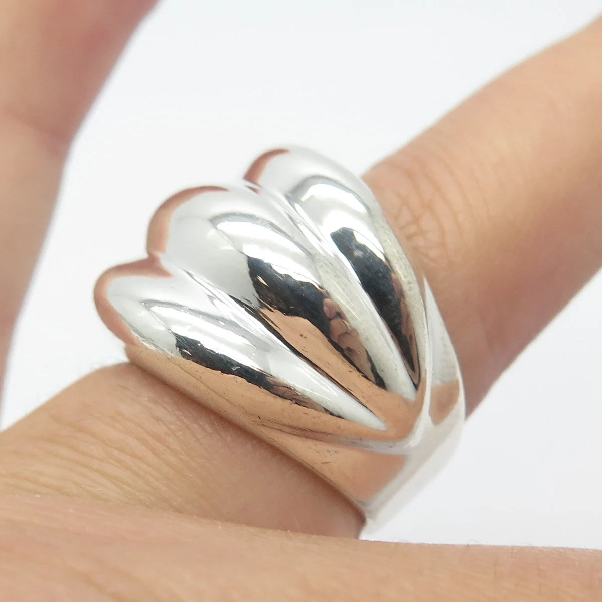 925 Sterling Silver Vintage Mexico Ribbed Ring Size 6.75