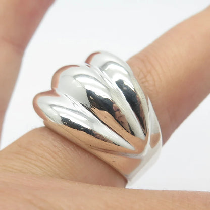 925 Sterling Silver Vintage Mexico Ribbed Ring Size 6.75
