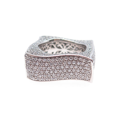 925 Sterling Silver Round-Cut C Z Wavy Statement Ring Size 6.25