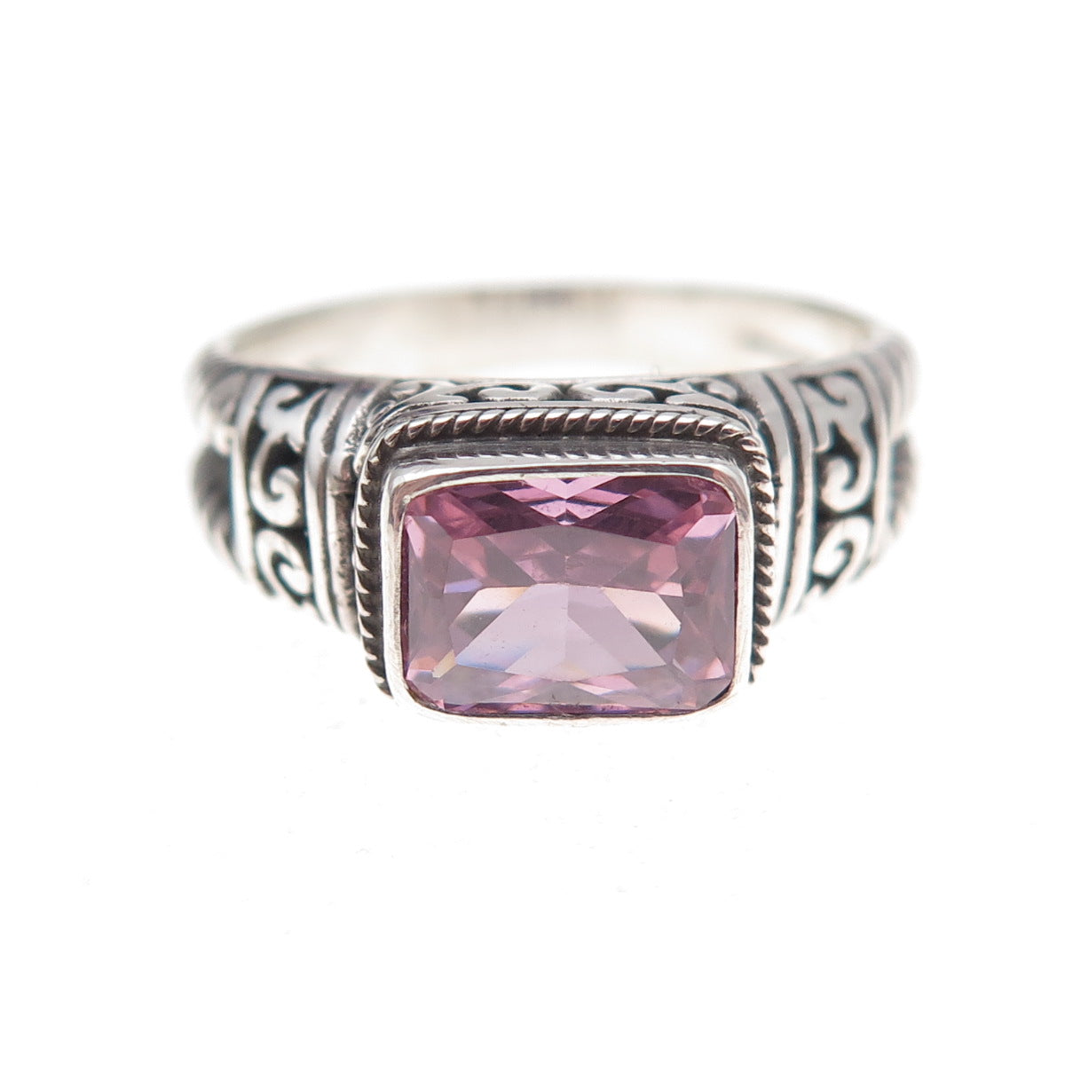 Annika Witt 925 Sterling Silver Vintage Lavender C Z Oxidized Ring Size 8.25