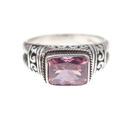 Annika Witt 925 Sterling Silver Vintage Lavender C Z Oxidized Ring Size 8.25
