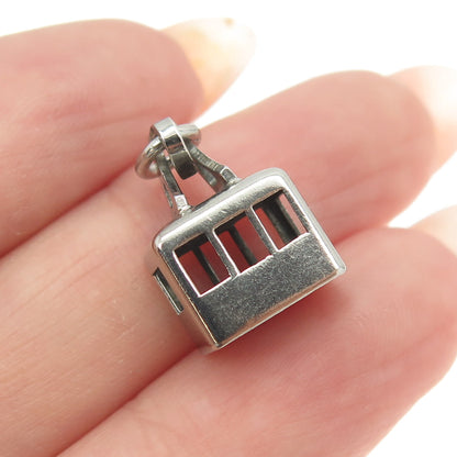 800 Silver Antique Art Deco Cable Car Minimalist Charm Pendant