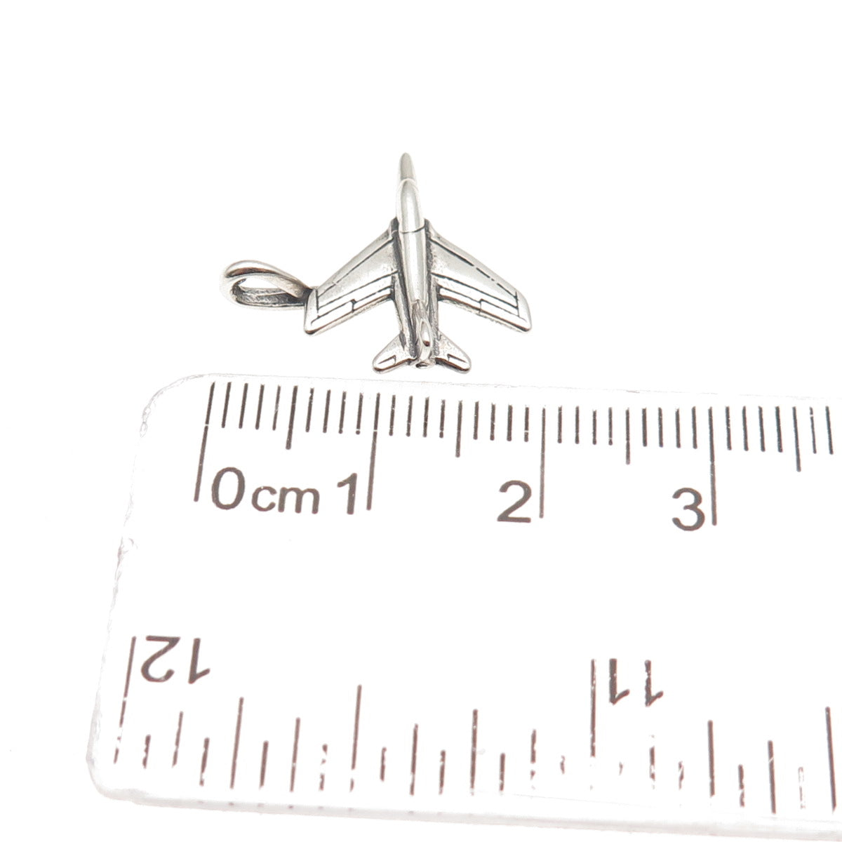 925 Sterling Silver Vintage IFS Jet Fighter Oxidized 3D Mini Charm Pendant