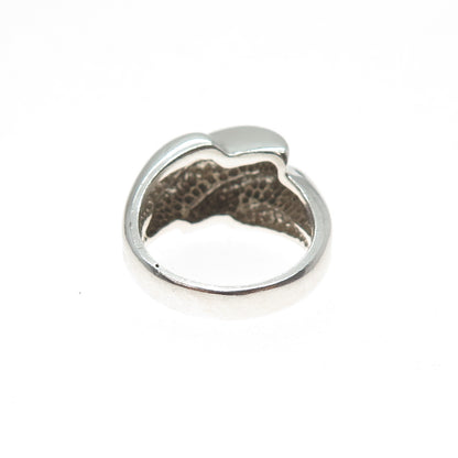 925 Sterling Silver Vintage Modernist Bypass Ring Size 6