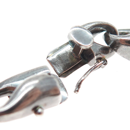 925 Sterling Silver Vintage Modernist Anchor Link Oxidized Bracelet 6.75"