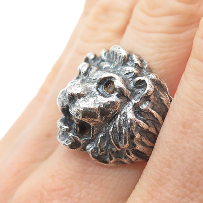 925 Sterling Silver Vintage Mexico Lion Oxidized Ring Size 8