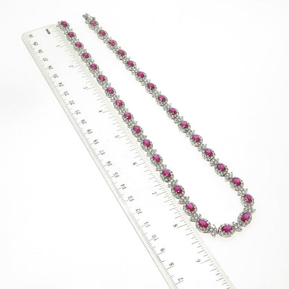 AMC Jewelry Sterling Silver Lab-Created Ruby & C Z Bohemian Chain Necklace 18"