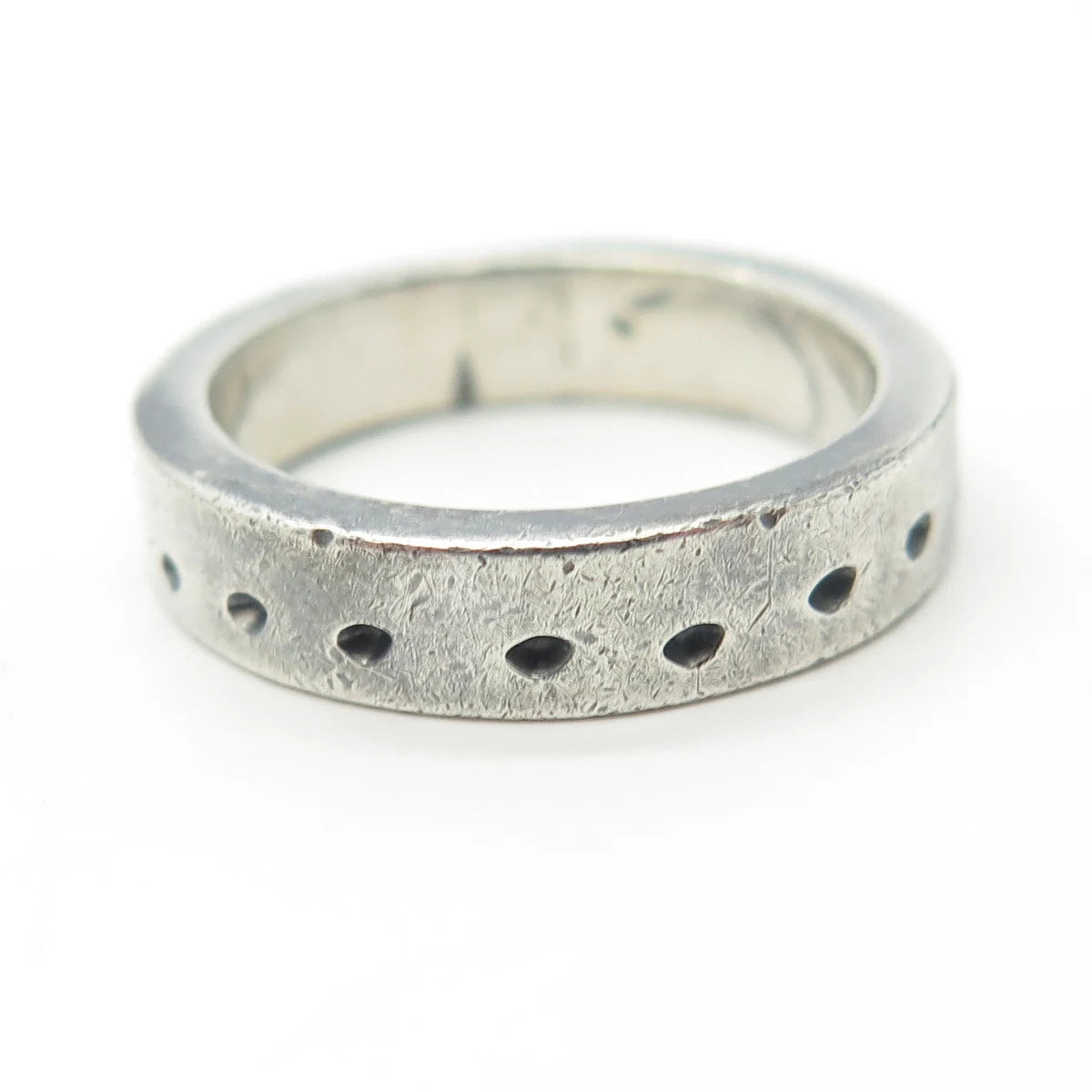 925 Sterling Silver Vintage All Around Dotted Band Ring Size 6.75