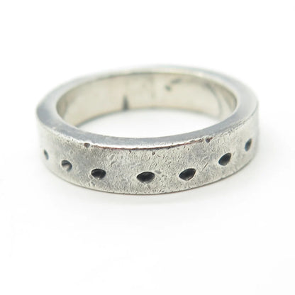 925 Sterling Silver Vintage All Around Dotted Band Ring Size 6.75
