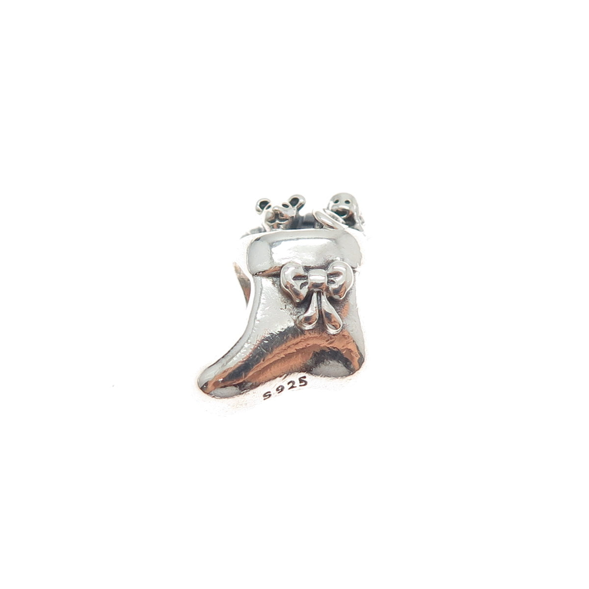 PANDORA 925 Sterling Silver Christmas Stocking Slide Bead Charm