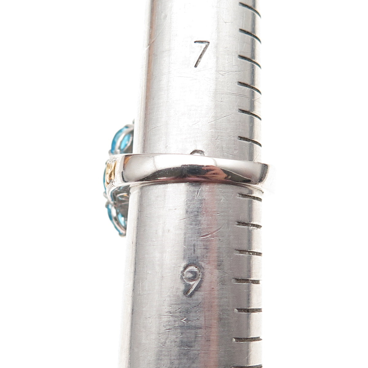 Chuck Clemency 925 Sterling Silver 2-Tone Real Multi-Color Gem Ring Size 8.25