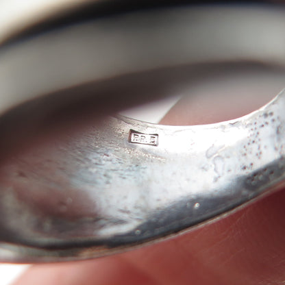 P.R.EX 925 Sterling Silver Vintage Italy Modernist Ribbed Oxidized Ring Size 6.5