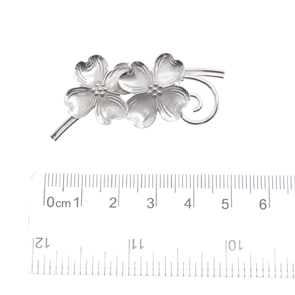 BEAU 925 Sterling Silver Vintage Dogwood Flower Pin Brooch