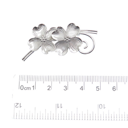 BEAU 925 Sterling Silver Vintage Dogwood Flower Pin Brooch