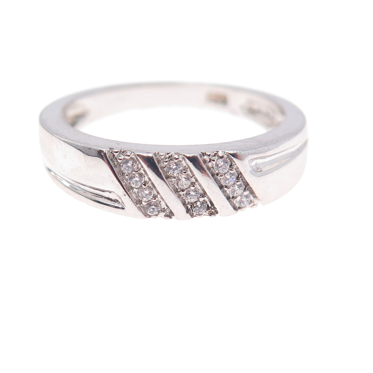 925 Sterling Silver Round-Cut C Z Ring Size 6.25