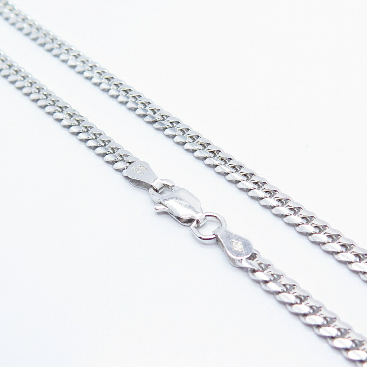 925 Sterling Silver Italy Cuban Chain Necklace 22"
