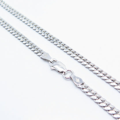 925 Sterling Silver Italy Cuban Chain Necklace 22"