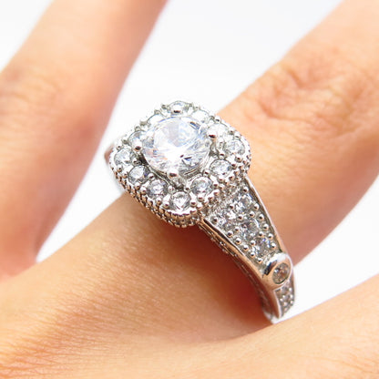 925 Sterling Silver Round-Cut C Z Ring Size 6