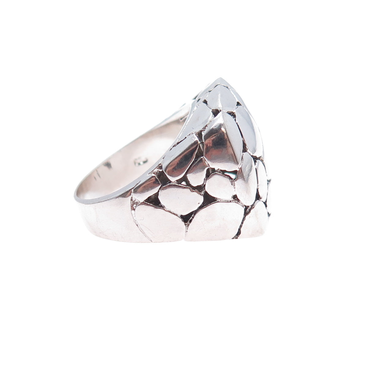 925 Sterling Silver Vintage Modernist Kali Dotted Dome Ring Size 8.25