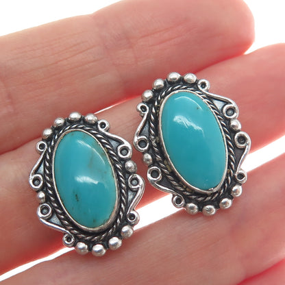 MAISELS INDIAN TRADING Old Pawn 925 Sterling Bisbee Turquoise Clip On Earrings