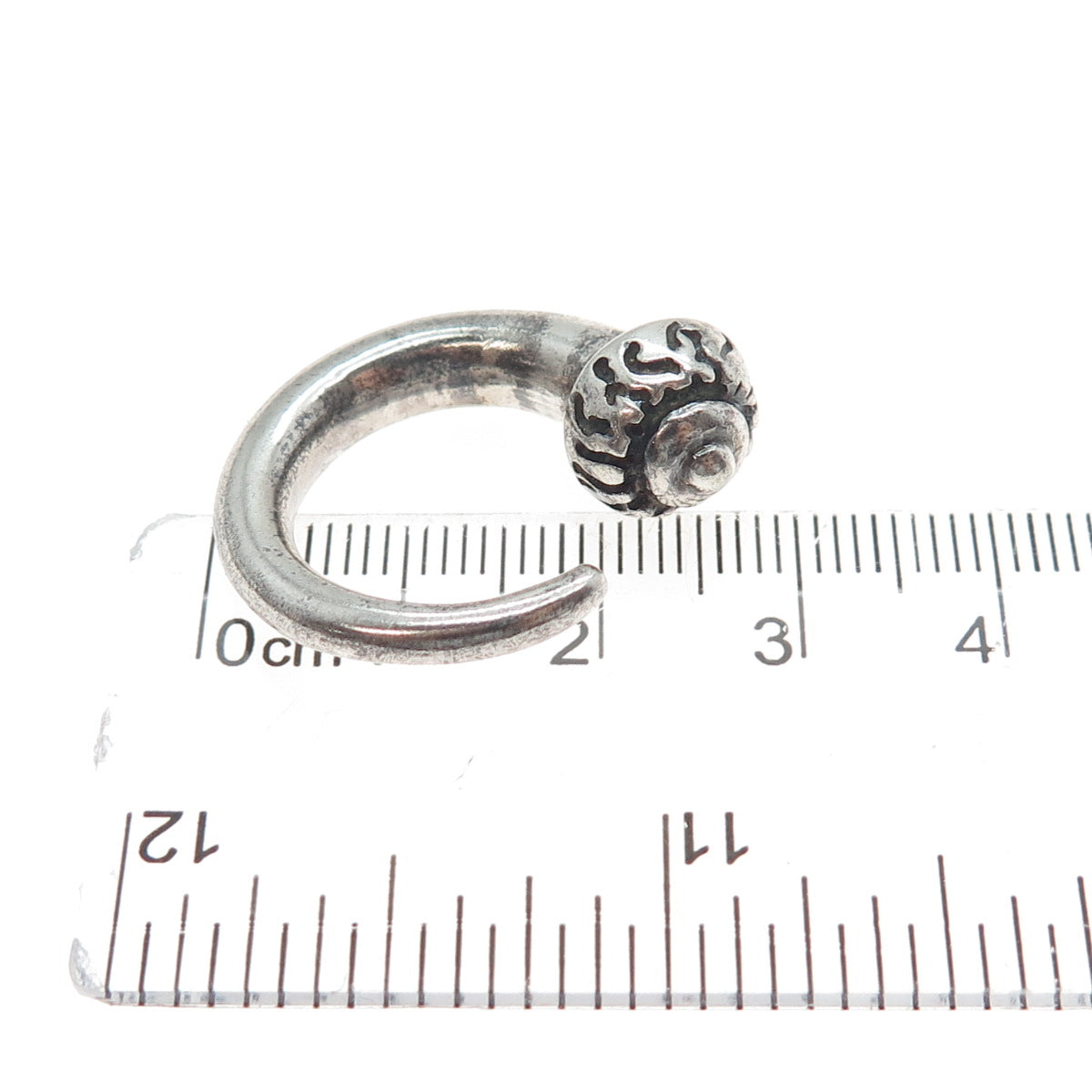 925 Sterling Silver Vintage Horn Amulet Tunnel Single Earring
