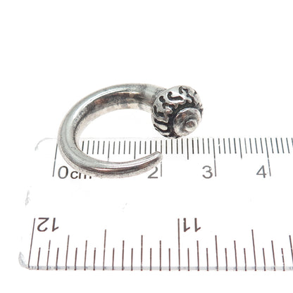925 Sterling Silver Vintage Horn Amulet Tunnel Single Earring