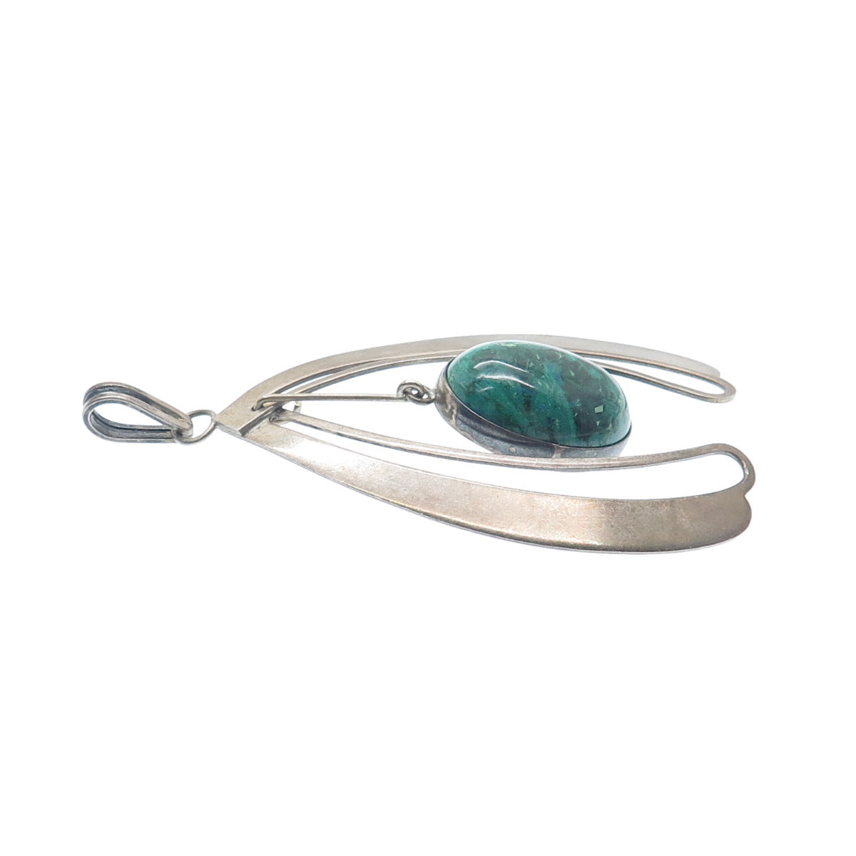 925 Sterling Silver Vintage Israel Real Eilate Modernist Oxidized Pendant