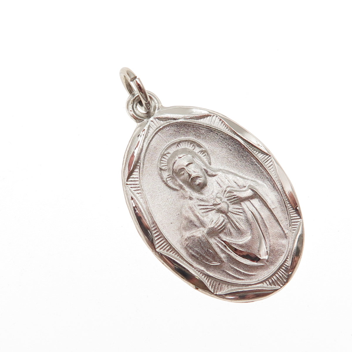Bliss 925 Sterling Silver Vintage Jesus Sacred Heart Charm Pendant
