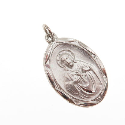 Bliss 925 Sterling Silver Vintage Jesus Sacred Heart Charm Pendant