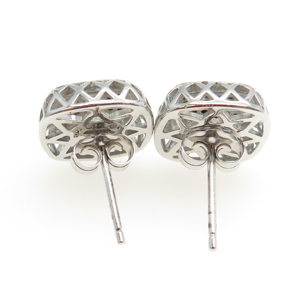 925 Sterling Silver Black C Z Stud Earrings