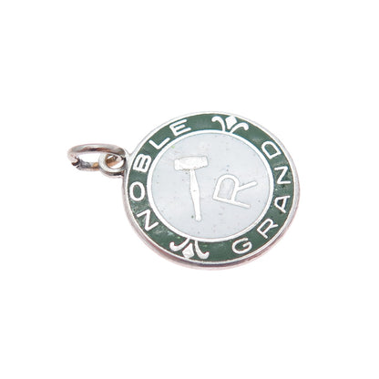 925 Sterling Silver Vintage Enamel Noble Grand Minimalist Charm Pendant